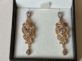 Amethyst Ohrringe, Silber vergoldet