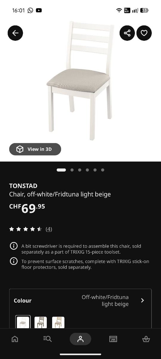 Set de table et chaises: TONSTAD Extendable Table 140/196x85 cm White – Neuf (Voir description) à Schwerzenbach par Thia 2