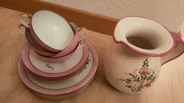 Teeservice / Teetassenset / Krug / antik, retro Rosa