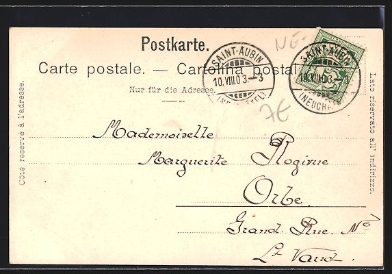 Cartes postales: AK Vaumarcus, Le Château, 1903 – D'occasion à Berlin par bartko-reher 1
