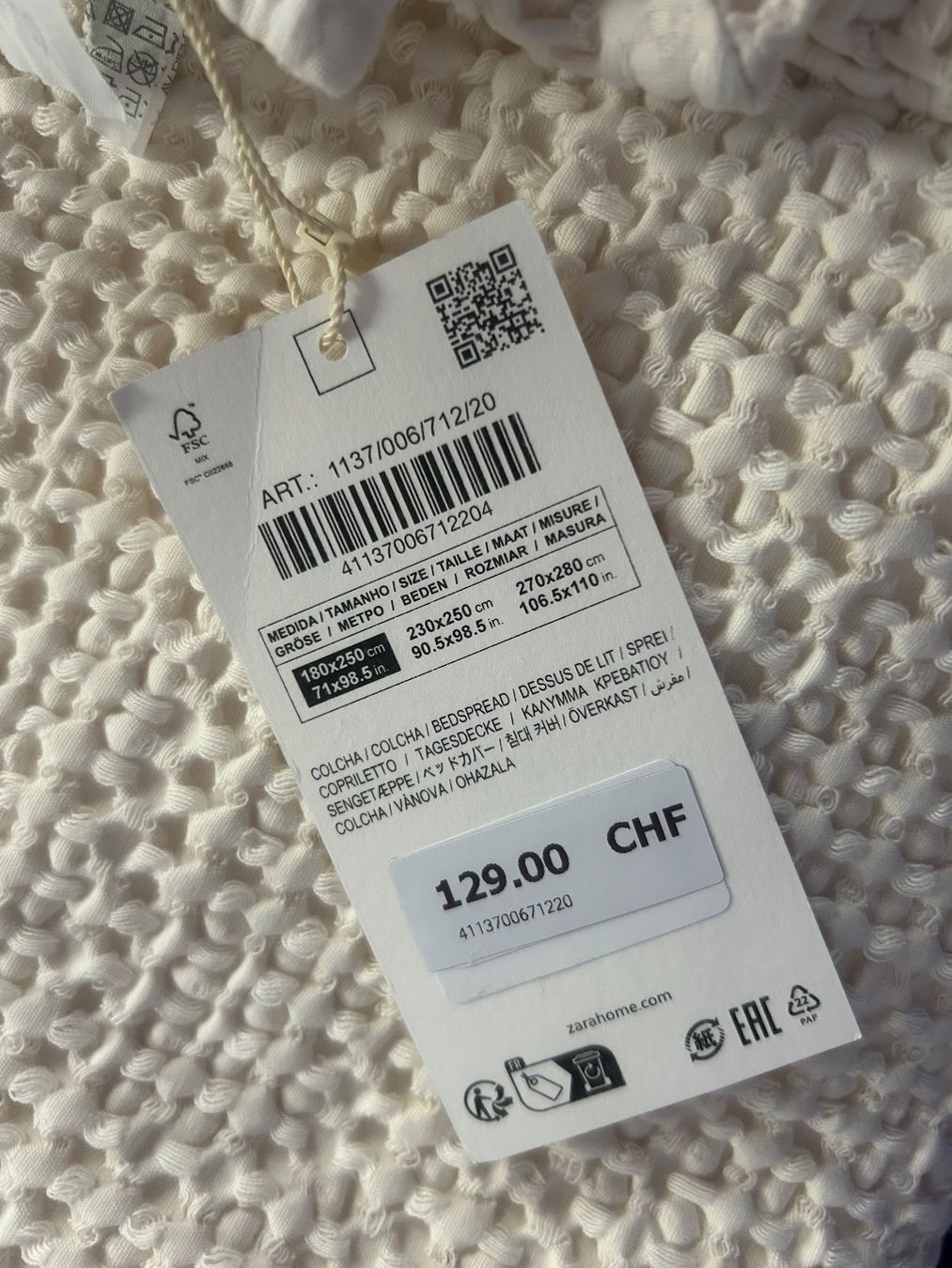 Coperte: ZARA Home Decke Tagesdecke 180x250cm – Nuovo e nell'imballaggio originale da Genève venduto da sunandwind 3