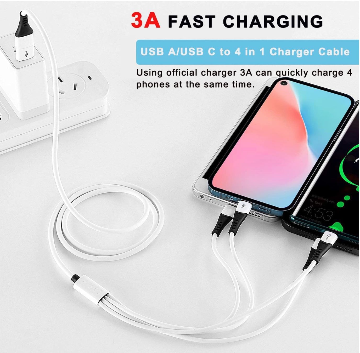 Kabel: Multi USB Kabel 6 in 1, 3A 1.2M Universelles USB A/C – Neu und originalverpackt aus Bülach von StoreInShop 2