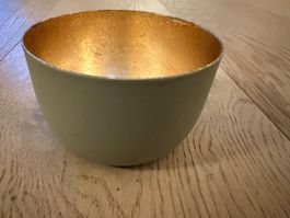 Windlicht aus Metall - Farbe Taupe / Gold