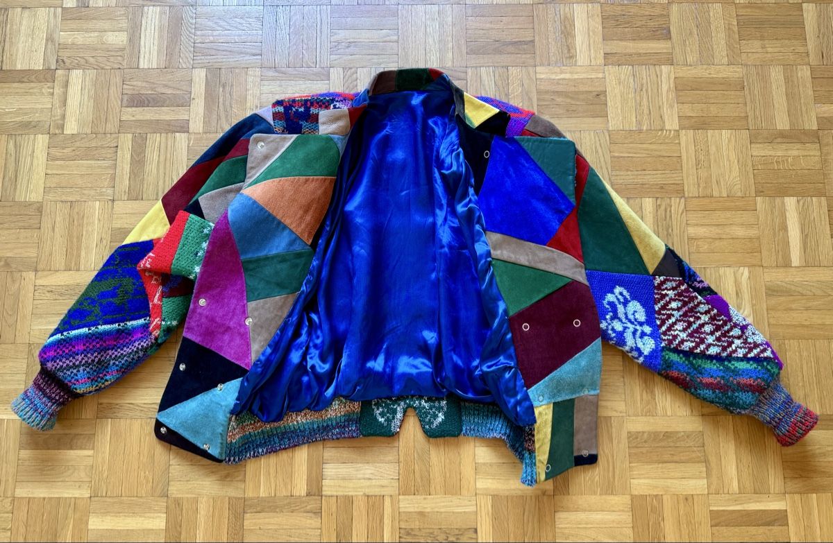 Jacken: VINTAGE 80s LEATHER & SUEDE & KNITTED PATCHWORK JACKET - M – Neu (gemäss Beschreibung) aus Lausanne von joltei 4