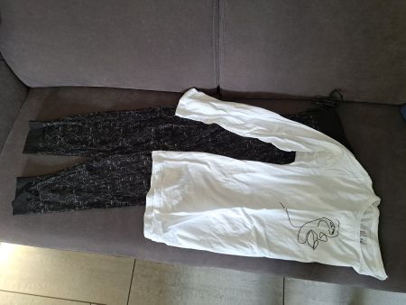 Pyjama Gr. S schwarz weiss Gesicht NEU