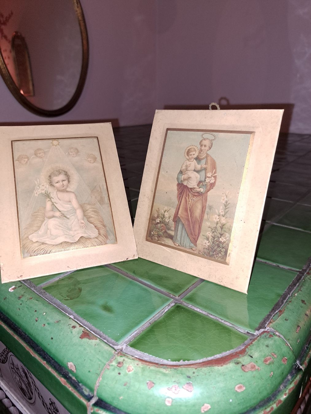 Foto & Immagini: Antike Heiligenbilder, Set von 2 Stück,  – Usato da Kölliken venduto da Upcycling-by-Mc-TAM