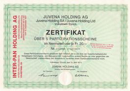 BP Cert./PS Zert. Juvena Holding - Inter-Pan Holding 1972
