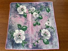 Taschentuch mit Rosenmuster Pink Lila guter Zustand
