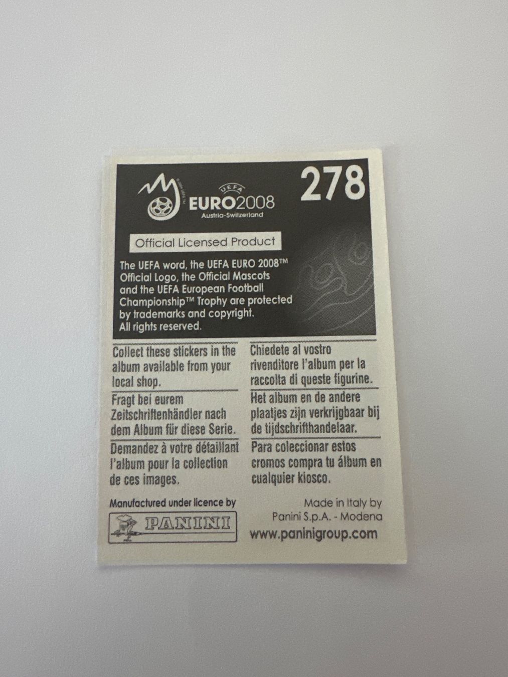 Panini Cartes à collectionner: Panini UEFA EM 2008 Sticker - Nr. 278 – D'occasion à Sulz AG par DealWerk 1