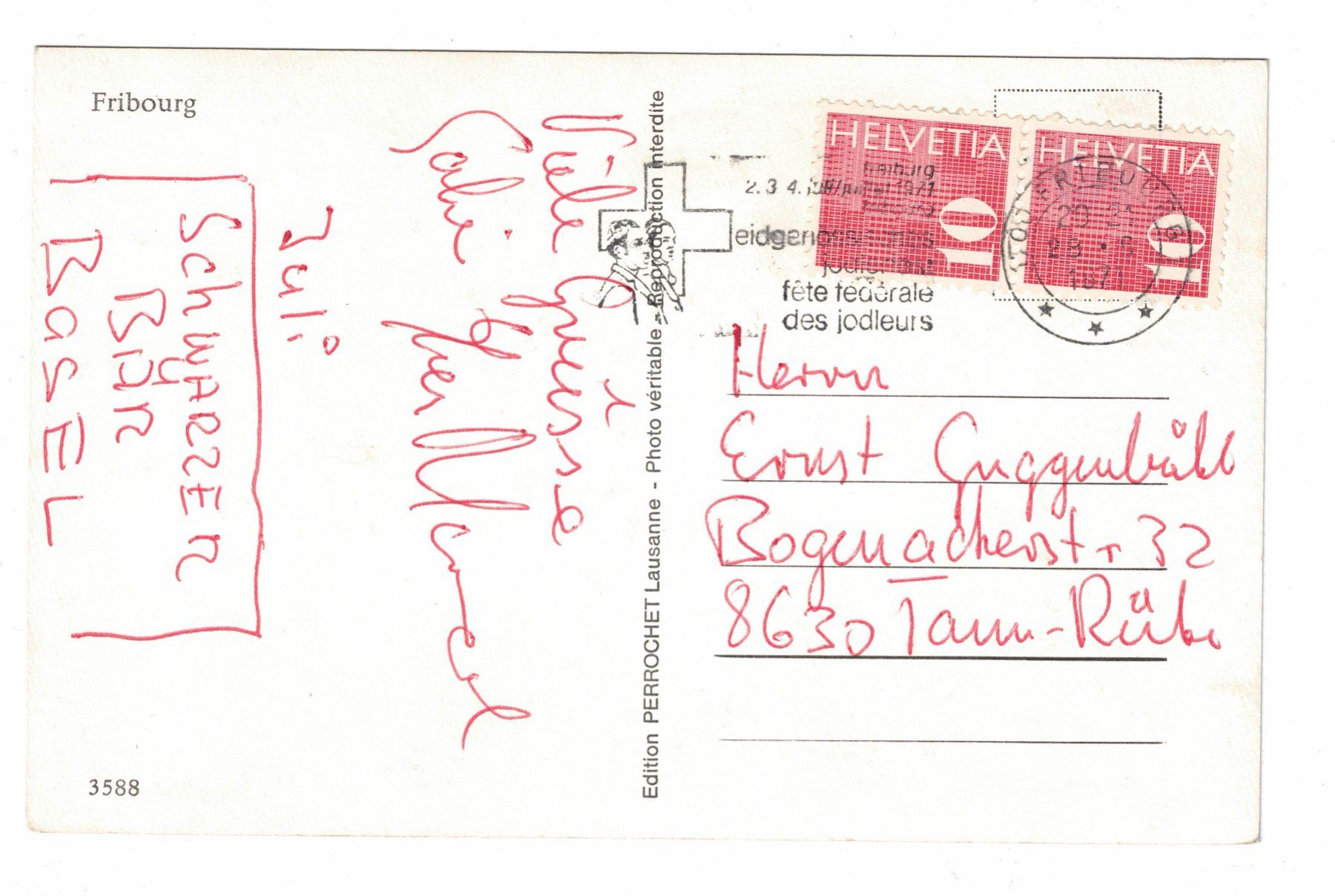 Cartoline postali: Ansichtskarte Fribourg – Usato da Küsnacht ZH venduto da scholli58 1