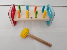 Hape Regenbogen-Klopfbank aus Holz mit Hammer guter Zustand