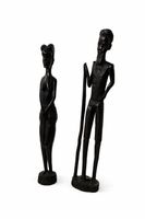 Vintage African Ebonized Wood Carvings - Set of Two