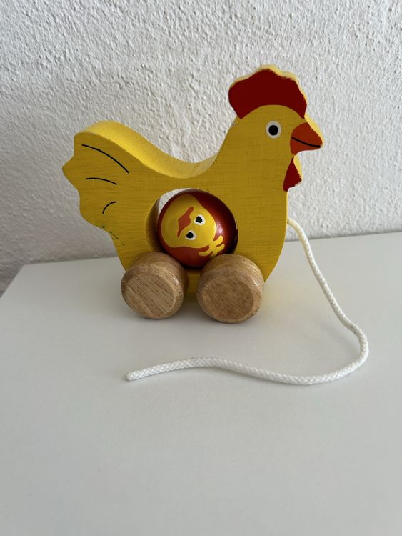 Holzspielzeug Küken ziehen Hahn Schiebetier Huhn Ostern (Gebraucht) in ...