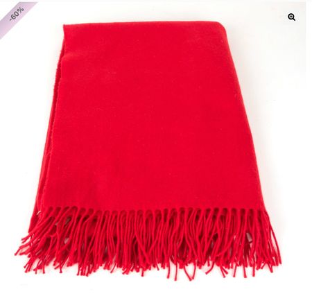 Écharpe cachemire/laine rouge 175×140 Hermès