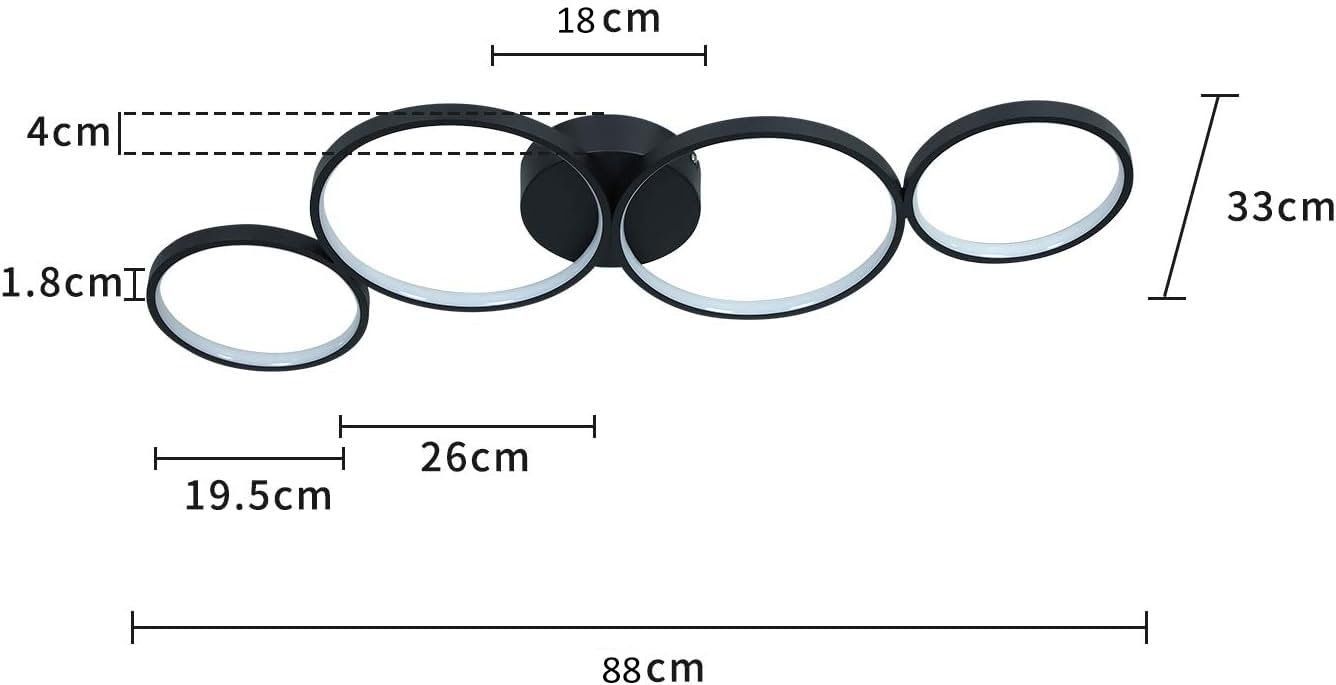 Lampadari & plafoniere: LED Deckenleuchte Deckenlampe Designlampe 4 Ringe 37W 3000K – Nuovo e nell'imballaggio originale da Basel venduto da EchoPeak 4