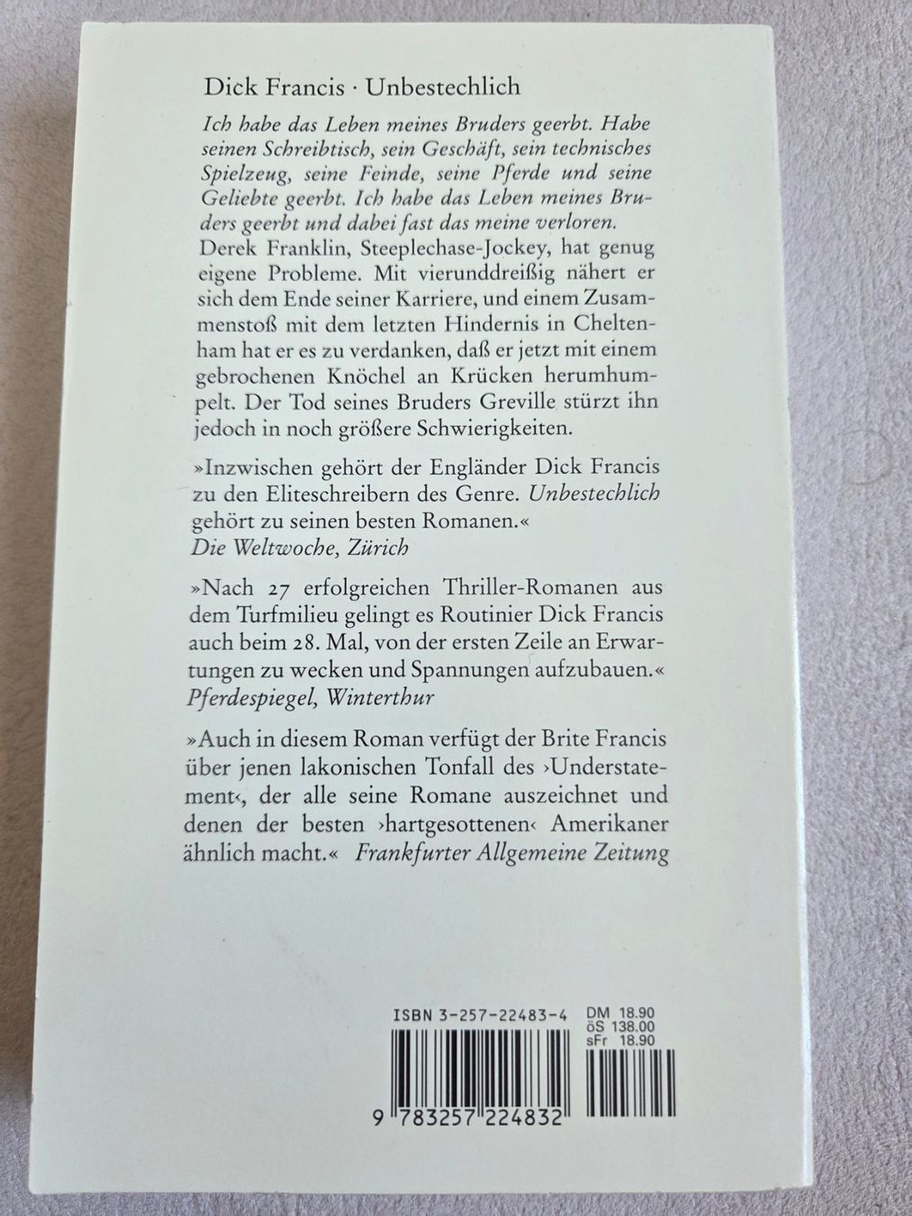 Libri: Dick Francis - Unbestechlich – Usato da Bergdietikon venduto da Tanne_10 1