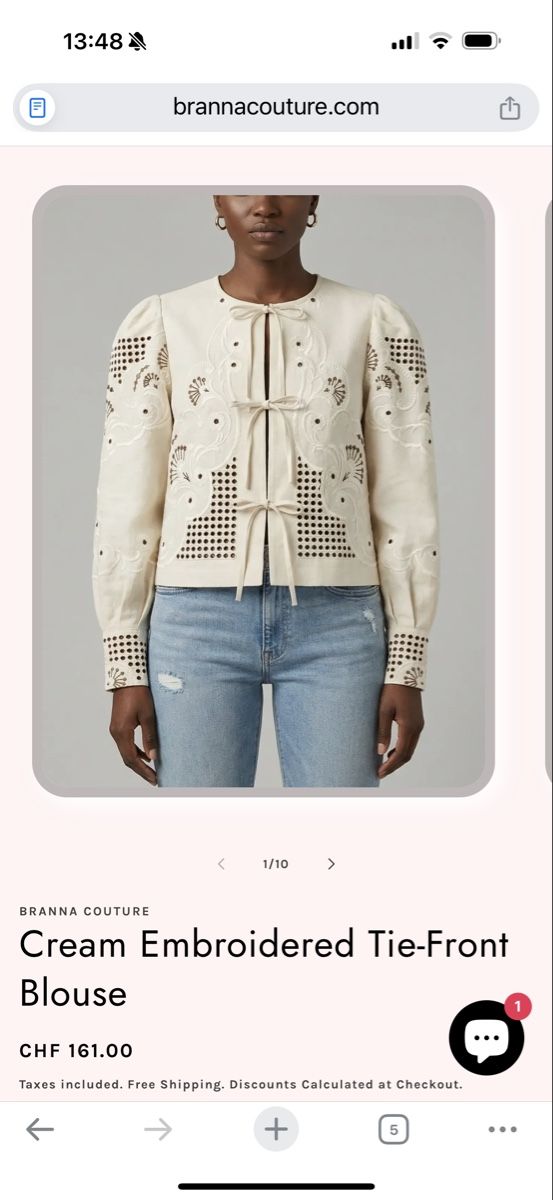 Camicette: Bestickte Bluse aus 100 % Baumwolle – Usato da Sion venduto da b2c1cat 6