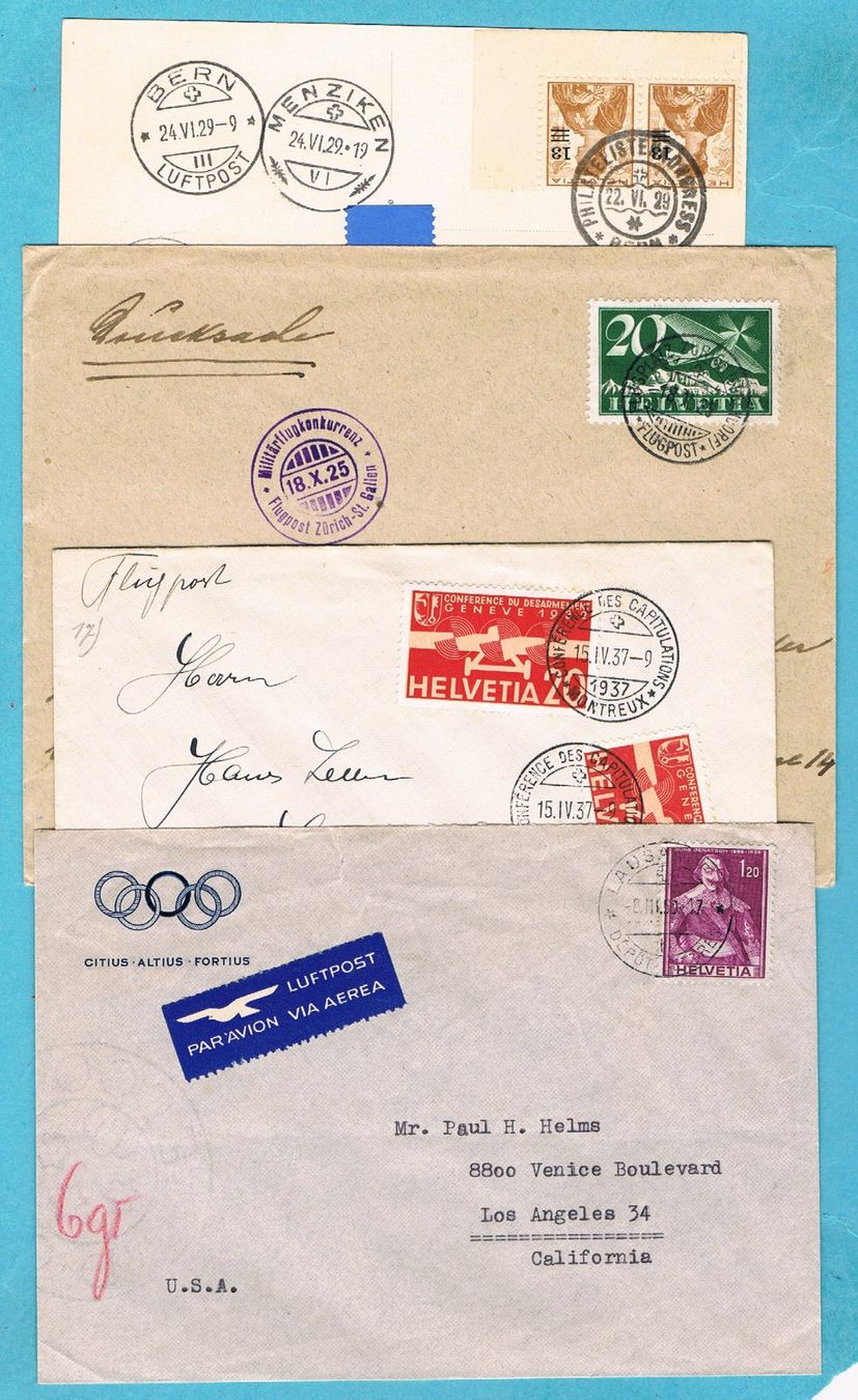 Tutti i francobolli: 12 Luftpost-Belege ab 1925 ! Ab Fr.1! – Usato da Seedorf venduto da Carabella3 1