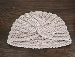 Strickmütze Turban Design beige weich neu Handmade 