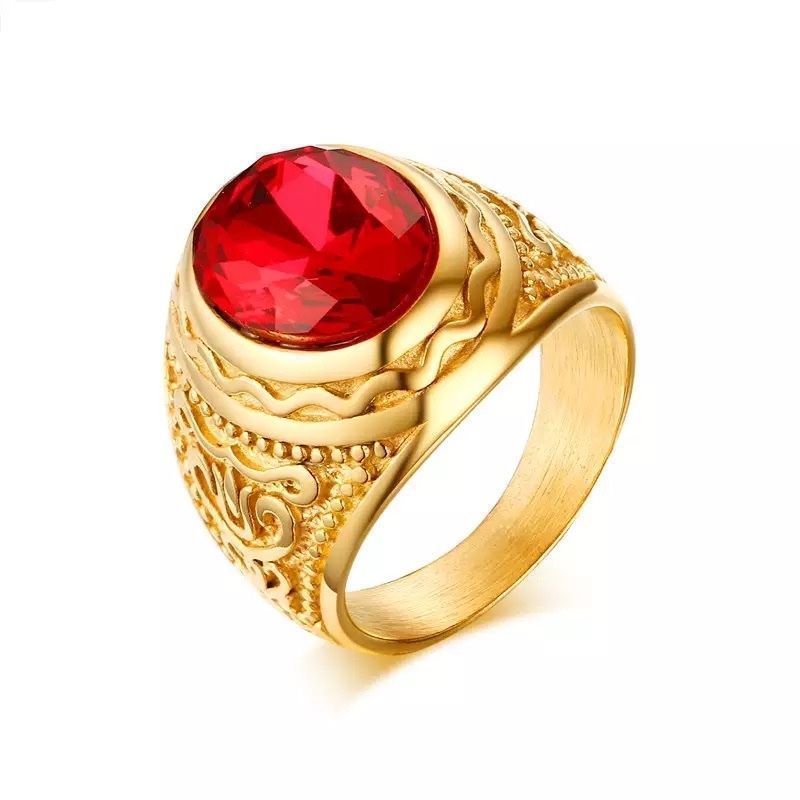 Anelli: Men ring gold red stone – Nuovo e nell'imballaggio originale da Aarburg venduto da StavFashion 1