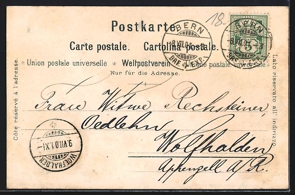 Cartoline postali: C. Steinmann: Winterthur, Blick vom Bäu – Usato da Berlin venduto da bartko-reher 1