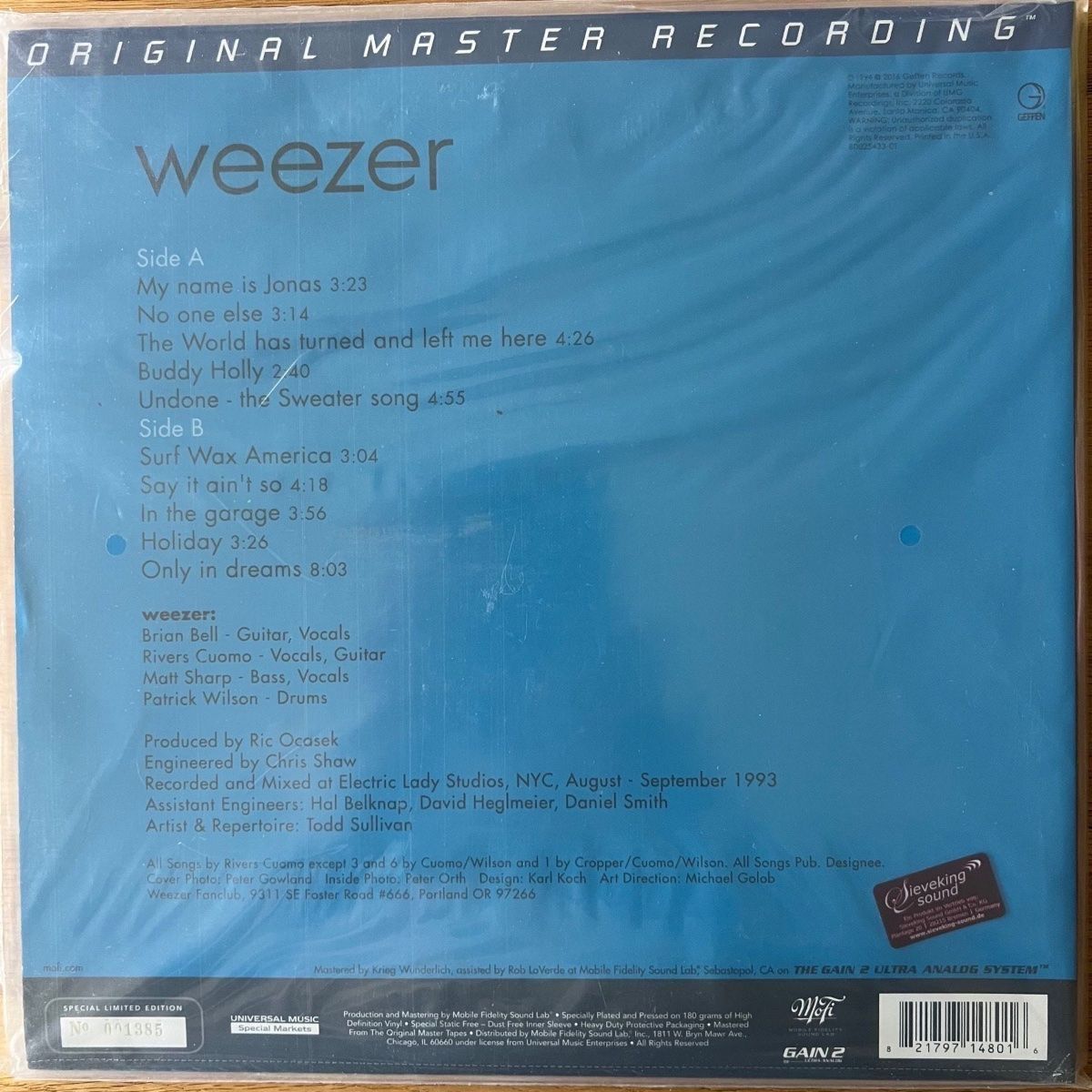 Dischi in vinile: Weezer - Same // Audiophile MFSL 2016 - NEW & Sealed – Nuovo e nell'imballaggio originale da Gais venduto da soundcave57 3