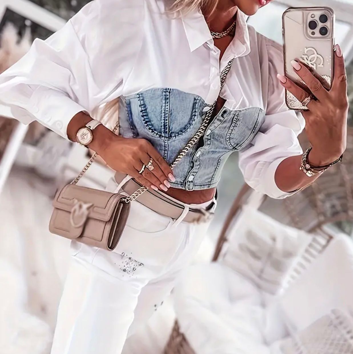 Camicette: Camicetta con jeans top-particolare M/L-nuova – Nuovo e nell'imballaggio originale da Gordevio venduto da LanaZimm 5