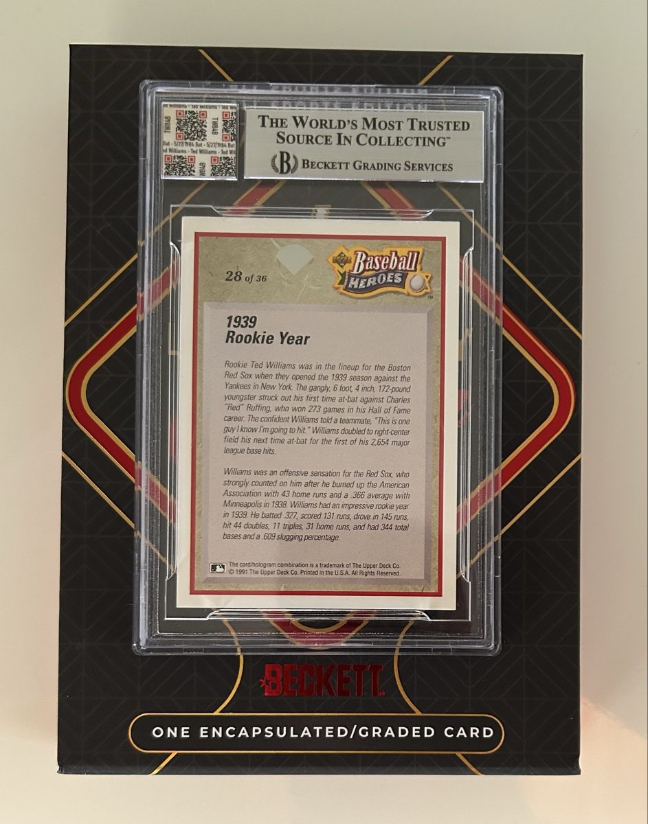 Sammelbilder & Trading cards: 1992 Upper Deck Williams Heroes #28/36 Ted Williams /Rookie – Neu und originalverpackt aus Diepoldsau von Swiss.CLT 1