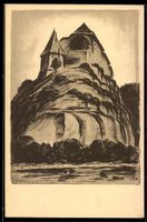 Künstler-AK Laupen, Schloss Laupen auf Felsen am Wasser