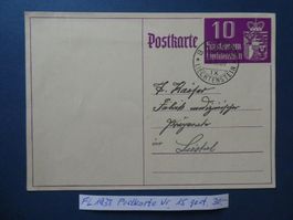 FL 1938 Postkarte Nr. 15 gestempelt