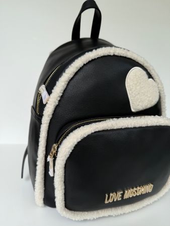Rucksack LOVE MOSCHINO schwarz mit Lammfell Bag Style Tasche