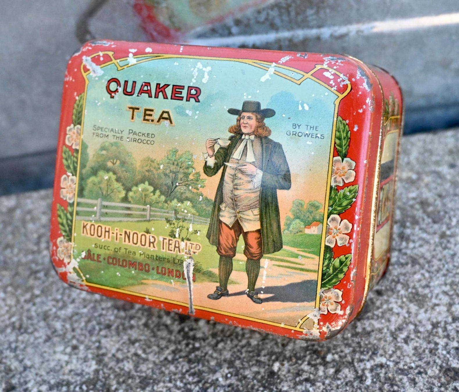 Barattoli: alte Blechdose Teedose QUAKER TEA Kooh-I-Noor – Usato da Pfaffhausen venduto da mono_rec