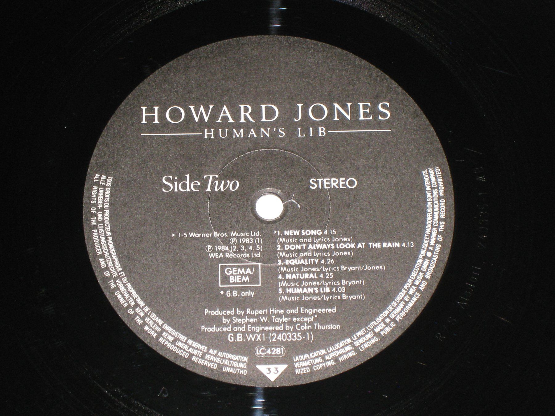 Dischi in vinile: LP - HOWARD JONES - HUMAN'S LIB – Usato da Steckborn venduto da Quo7 2