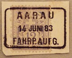 B71) 56, Ziffermarke Vollstempel Bah Aarau Kt. 40.-++