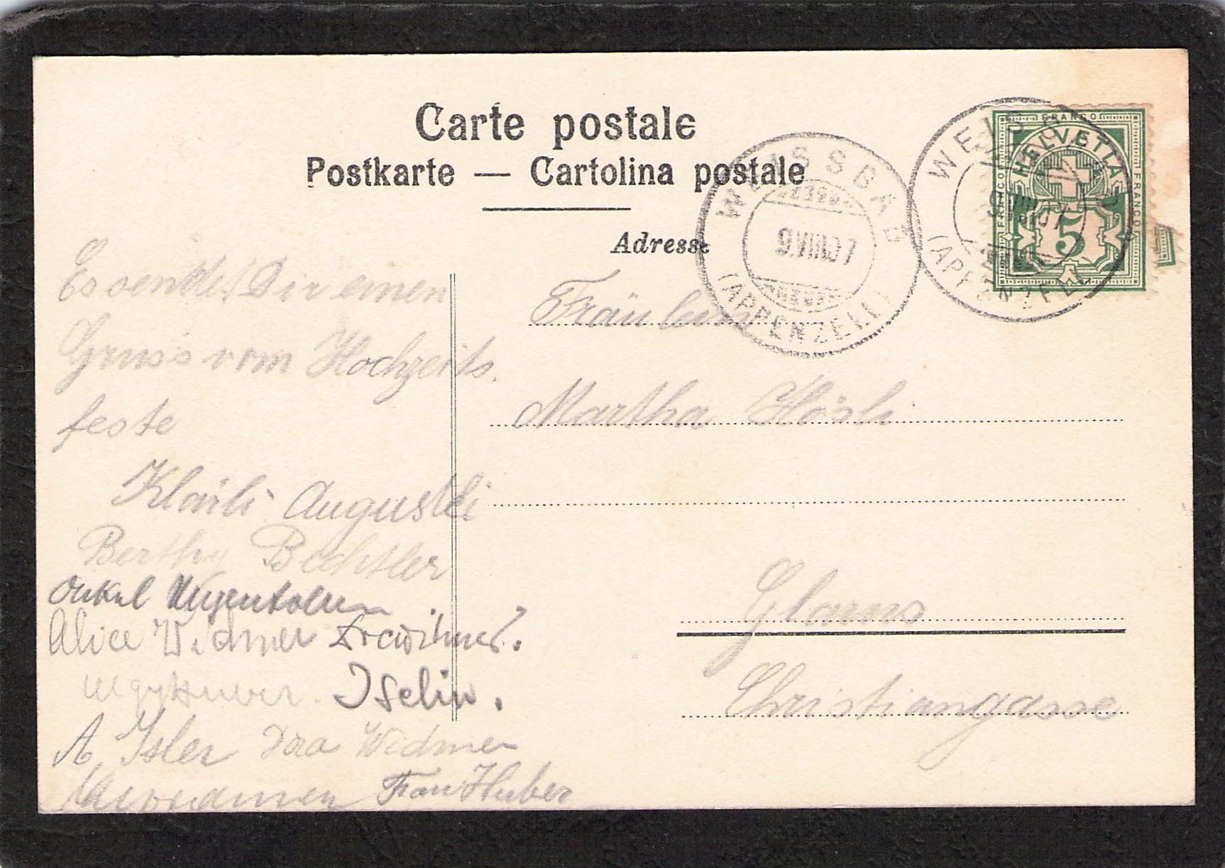 Ansichtskarten: Weissbad AI , gel. 9.Vlll.1907 – Gebraucht aus Reichenburg von Pipo-67 1