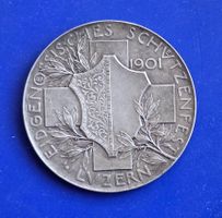 Silber Medaille 1901 Luzern Eidg. Schützenfest mit Patina