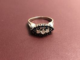 Damenring mit Saphiren und Diamanten, 14 Kt. Weissgold 585