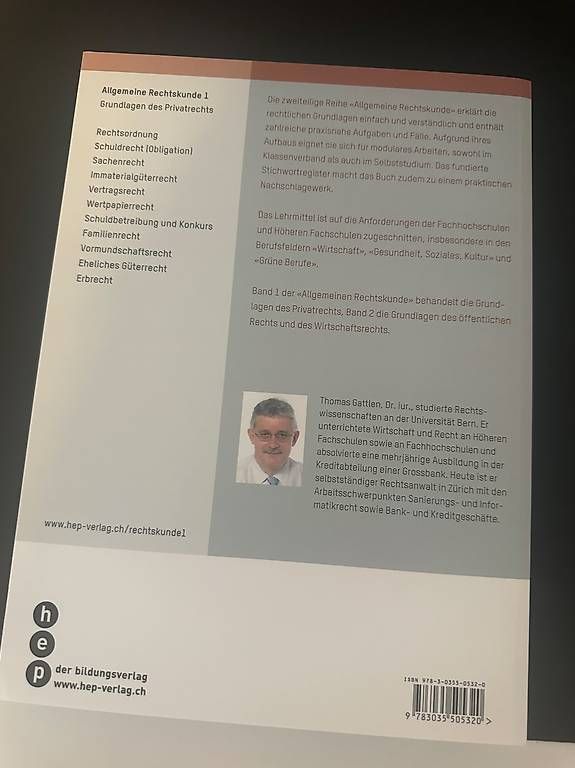 Libri: Buch "Allgemeine Rechtskunde 1" – Usato da Arboldswil venduto da mat_xyx5 1