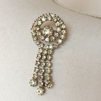 Spilla vintage anni '50 strass trasparenti a cascata