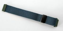 Nr228 Textil Uhrenband geflochten, elastisch, 20mm blau/grün