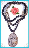 Kette Edelsteinkette 100% ECHT DALMATINER JASPIS 104CM