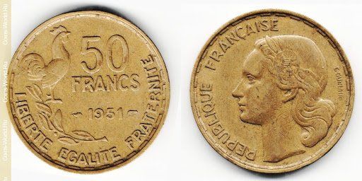 Alle Münzen: 50 Franc Frankreich 1951 – Gebraucht aus Kriens von TSCH1