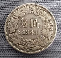 50 Rp. - 1/2 Fr. Silbermünze Schweiz, 1944 B