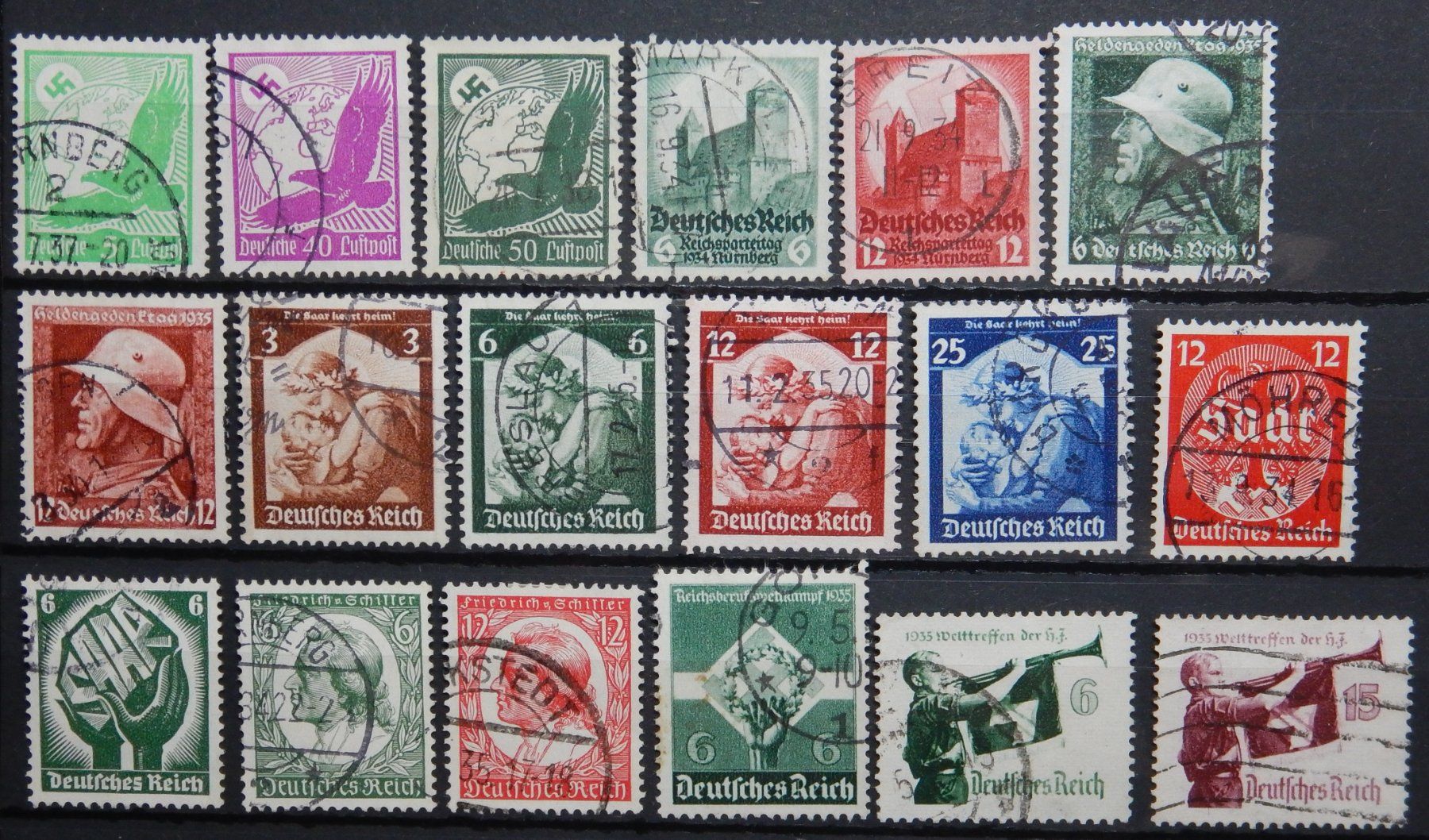 Tutti i francobolli: Deutsches ex. Kat. 529-585 gest. 1934/35 – Usato da Zürich venduto da Muehlekauf