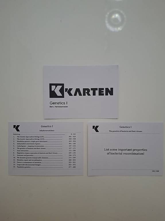 Swisscom Altro materiale scolastico: KKarten UniBE Genetics I – Usato da Herzogenbuchsee venduto da Josh-58 1