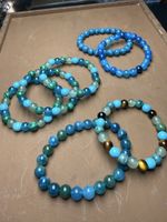 Stone Bracelets blue green lot of 7 new