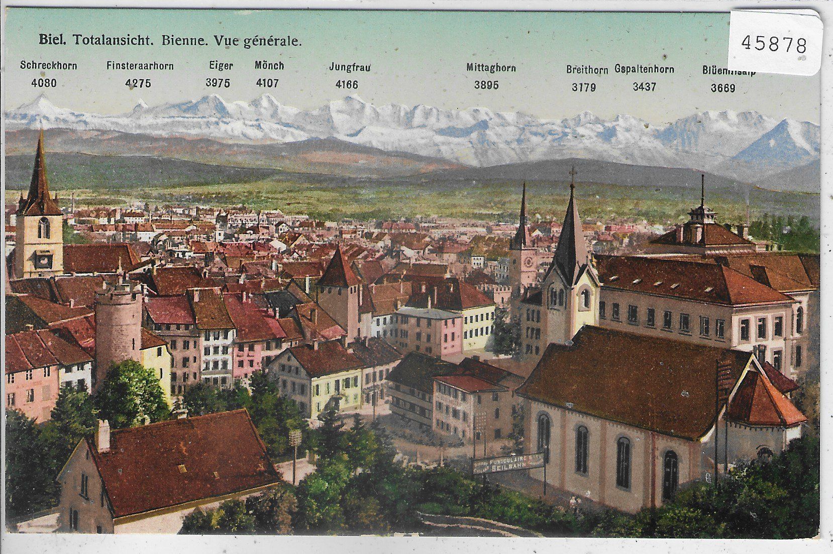 Cartoline postali: Biel Totalansicht - Bienne - Vue generale - Litho – Usato da Ettingen venduto da Kartenplanet