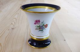 Royal Dux Trompetenvase, Vase Blumen-Bouquet, Gold-Rand