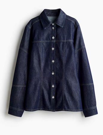 Dunkelblaue Jeansbluse, neuwertig, Grösse L