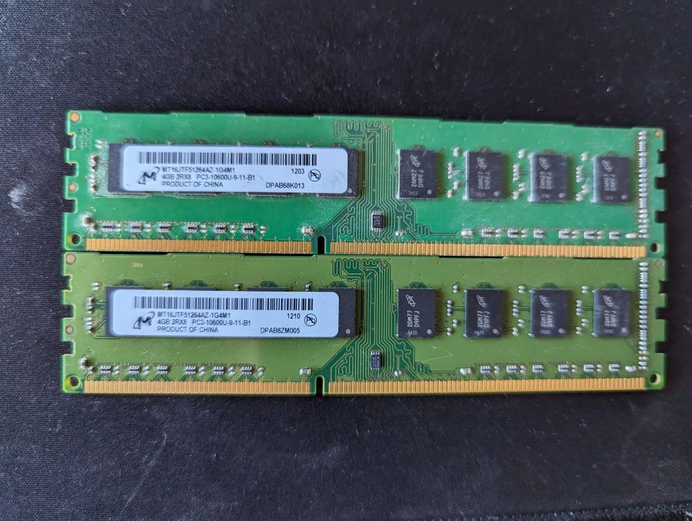 2x 4GB 2RX8 PC3-10600U RAM | Kaufen auf Ricardo